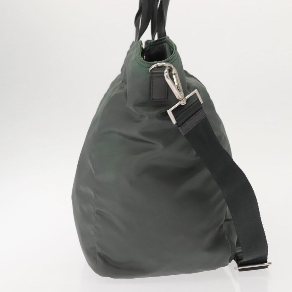 PRADA Tote Bag Nylon 2way Khaki Silver Auth 146790 - Picture 4 of 16